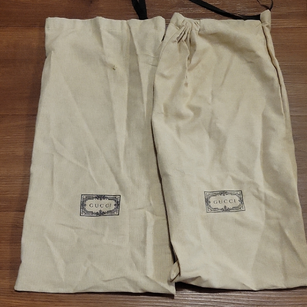 Gucci Men’s Cream Drawstring Dust Bag Pair